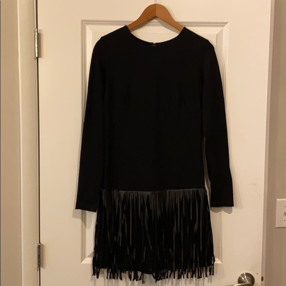 Amanda Uprichard Black Fringe Dress
